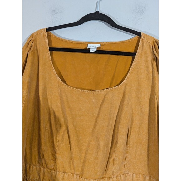 Ava & Viv Dress Women Plus 2X Copper 3/4 Balloon Sleeve Boho Peasant - Picture 4 of 7